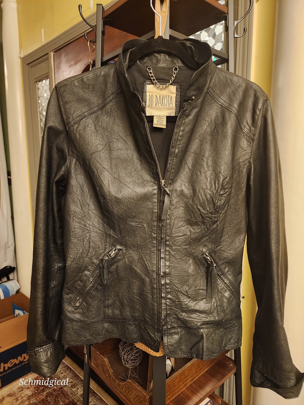 BB Dakota Women's Black Faux‎ Leather Zip Jacket